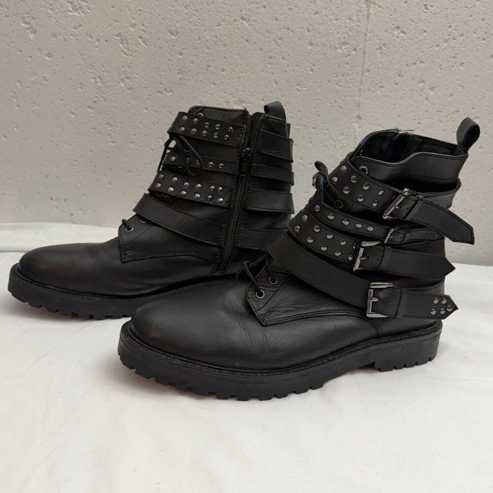 Topshop 'Apply' Studded Multi-Strap Boots Size 40 (W9)